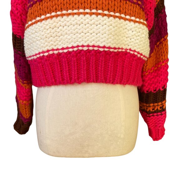BaeVely Chunky Colorblock Sweater Cropped Y2K Retro Festival Stripes Thick-M - Picture 4 of 15